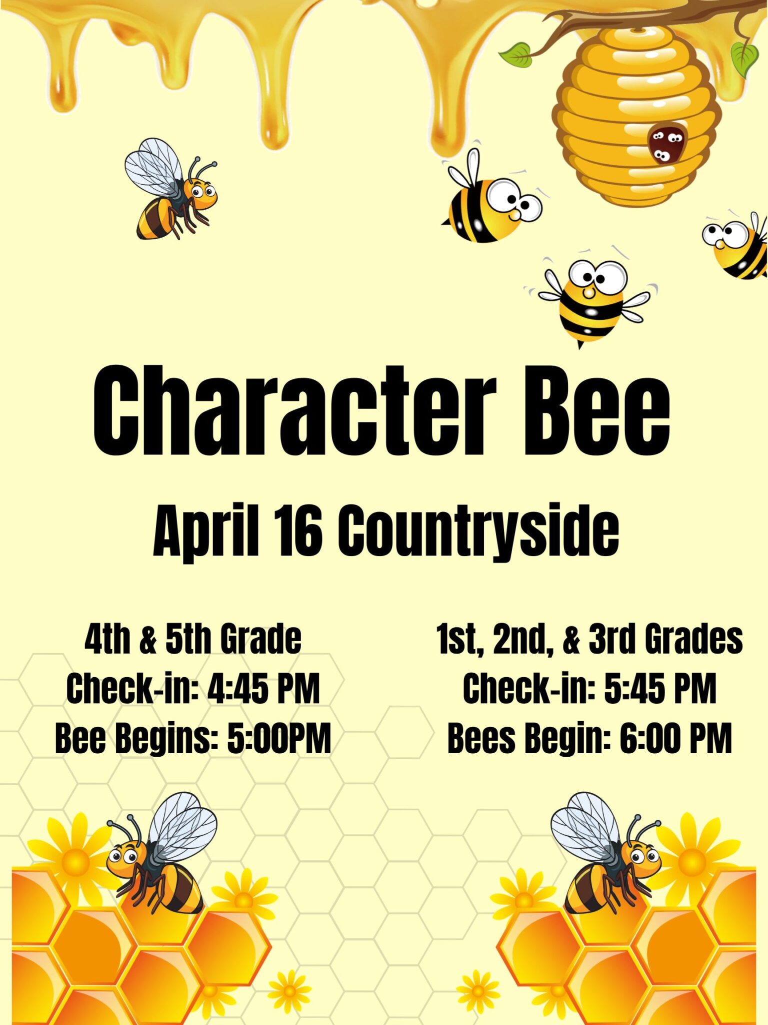 Black Yellow Modern World Bee Day (Poster)